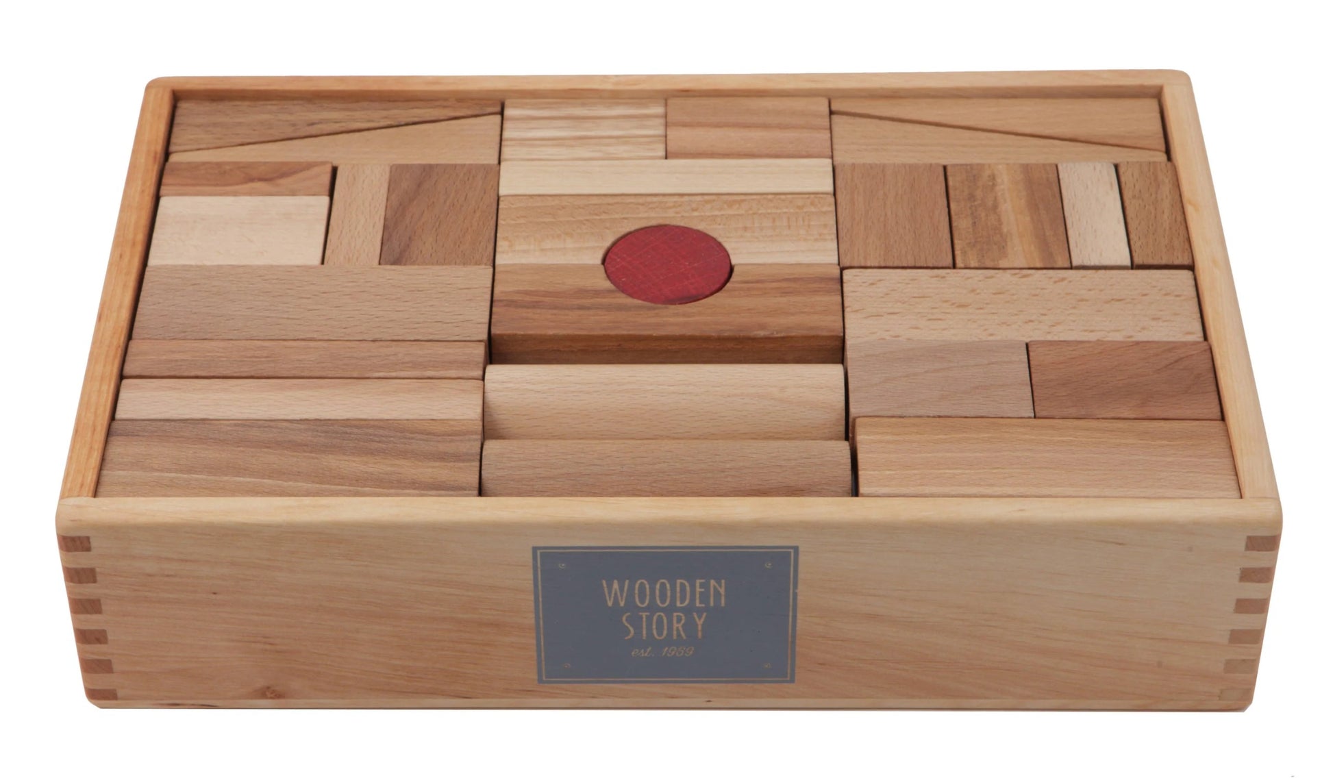 Wooden Blocks in a Box – Natural, 63 pieces